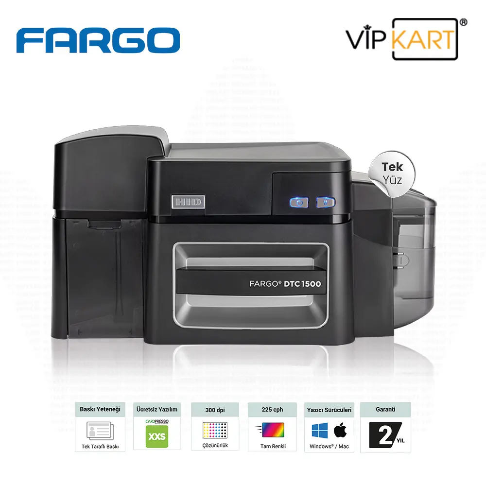 Fargo DTC1500 Kart Yazıcı - Tek Yüz | Doğrudan Karta Baskı [DTC]