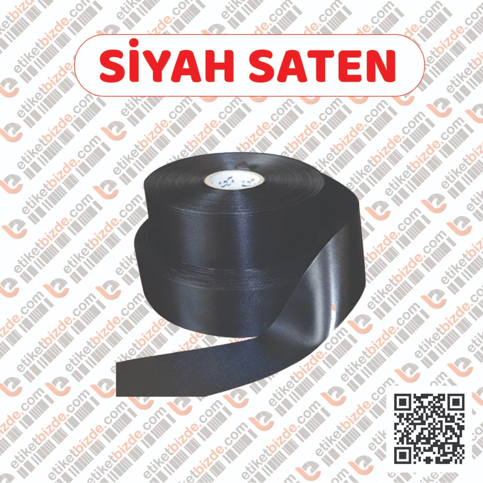 15mm x 200 Metre Siyah Saten