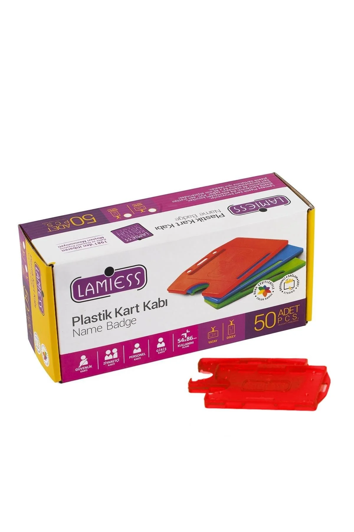 Lamiess Lms 211 Yatay Dikey Çift Hazneli Kart Kabı Şeffaf Kırmızı 25’li