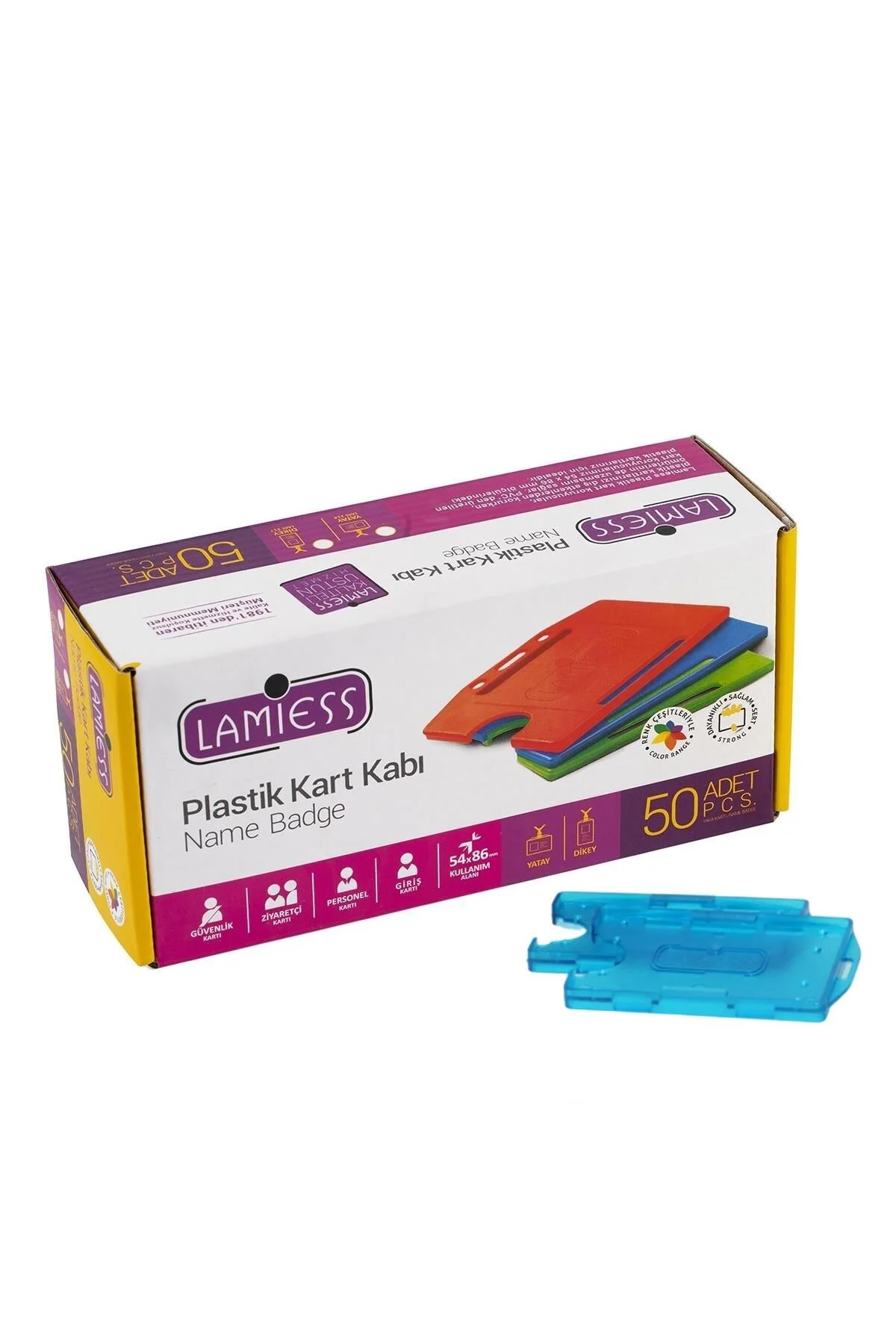 Lamiess Lms 211 Yatay Dikey Çift Hazneli Kart Kabı Şeffaf Mavi 25’li