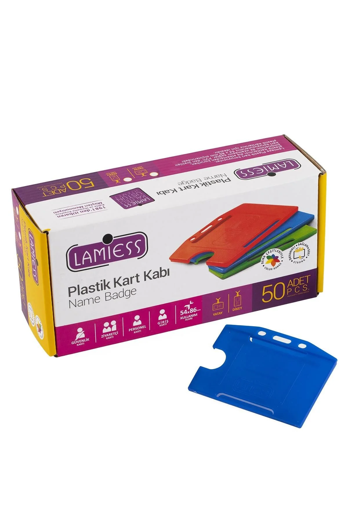 Lamiess Lms 214 Yatay Plastik Kart Kabı Mavi 50’li