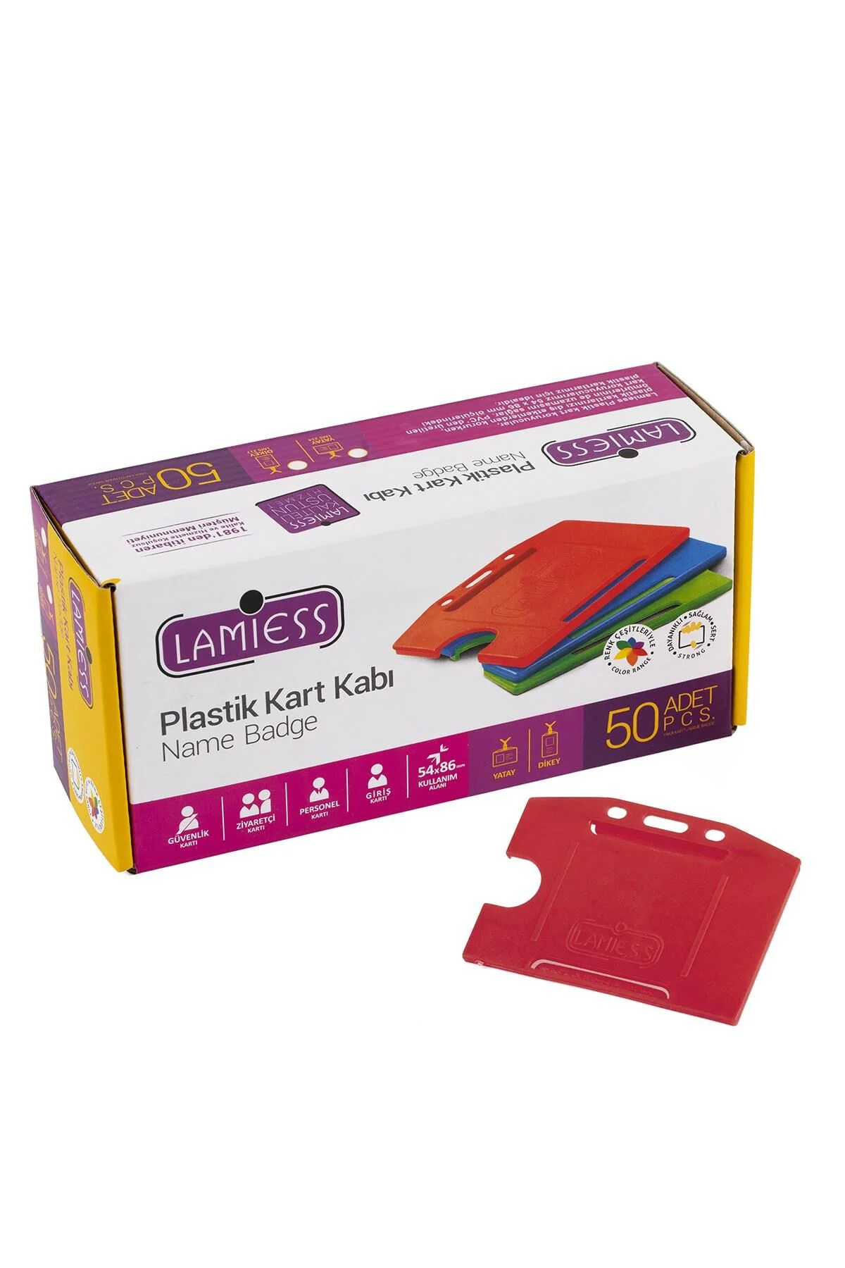 Lamiess Lms 214 Yatay Plastik Kart Kabı Kırmızı 50’li