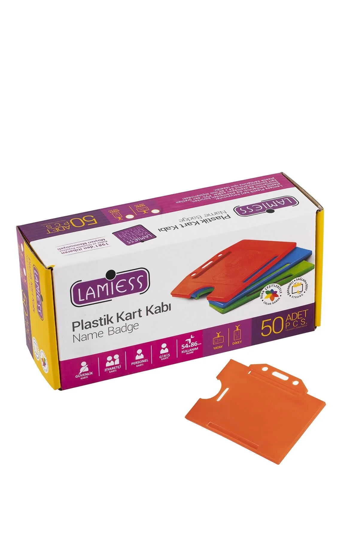 Lamiess Lms 214 Yatay Plastik Kart Kabı Turuncu 50’li